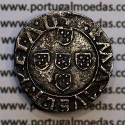 Silver coin Half Vintém of D. Manuel I 1495-1521, 10 Reais silver,  Legend: +I:EMANVEL:R:P:ET.A.D / +I:EMANVEL:R:P:ET:A:D:G