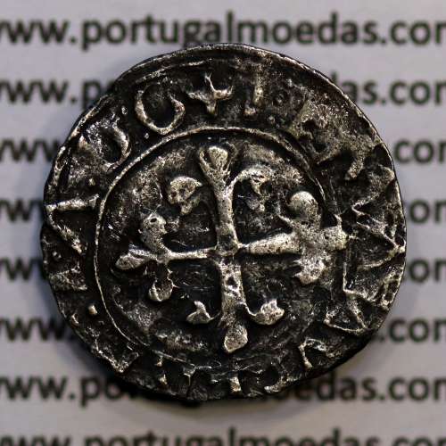 Silver coin Half Vintém of D. Manuel I 1495-1521, 10 Reais silver,  Legend: +I:EMANVEL:R:P:ET.A.D / +I:EMANVEL:R:P:ET:A:D:G
