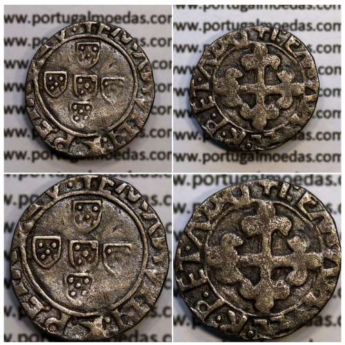 Silver coin Half Vintém of D. Manuel I 1495-1521, 10 Reais silver,  Legend: +EMANVEL:I:R:P:ETADGV / +I:EMANVEL:R:P:ET:A:DG