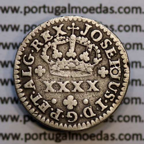 Meio Tostão Prata D. José I (1750 -1777), 50 Réis Prata JOSEPHUS, Diadema losango 2 pontos, World Coins Portugal KM 236.1
