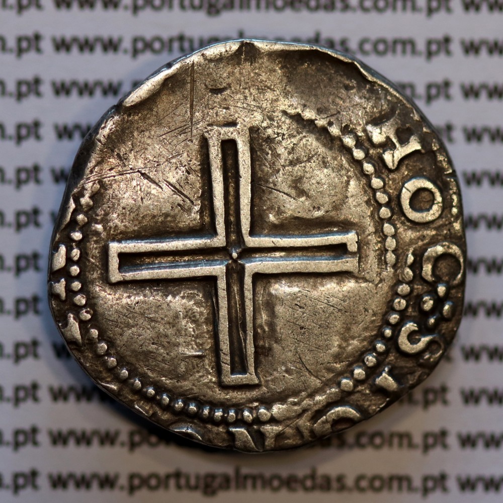 Tostão prata D. João IV 1640-1656, Cruz e escudo solto, Aproveitamento de Cunho dos 2 Cruzados Ouro datados 1642