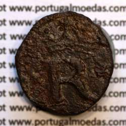 copper coin of Real of king D. João III 1521-1557, (Portugal) Crown without washers, Legend: ✘R ✘ / IO•III - R•P•A