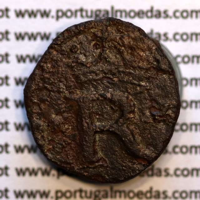 copper coin of Real of king D. João III 1521-1557, (Portugal) Crown without washers, Legend: ✘R ✘ / IO•III - R•P•A