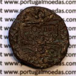 copper coin of Real of king D. João III 1521-1557, (Portugal) Crown without washers, Legend: ✘R ✘ / IO•III - R•P•A