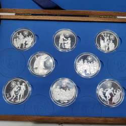 Andorra, complete collection 8 coins of 10 Diners 1999 Silver PROOF, World Coins Andorra KM156,157,158,159,160,161,162,163