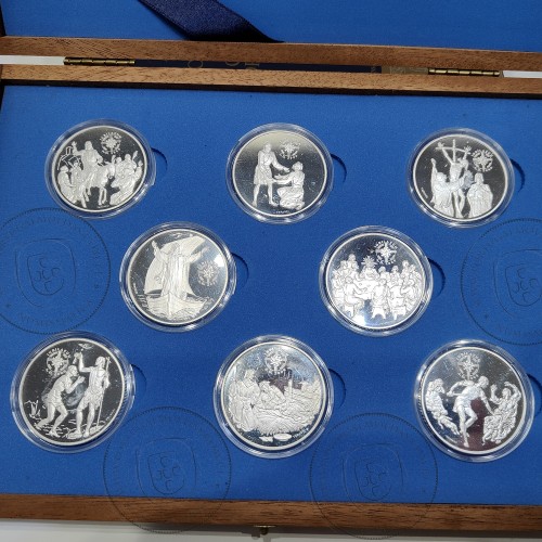 Andorra, coleção completa 8 moedas de 10 Diners 1999 Prata PROOF, World Coins Andorra KM156, 157, 158, 159, 160, 161, 162, 163