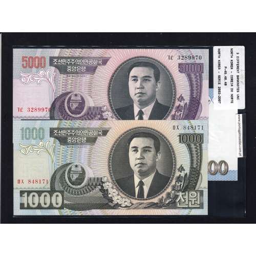 North Korea - Lot of 3 Different Banknotes - Series 2002-2007 (Uncirculated)