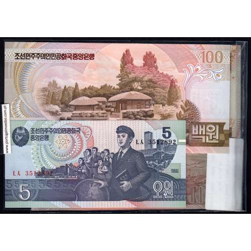 Coreia do Norte - Lote De 4 Notas Diferentes - Serie 1992-1998 (Não circuladas)