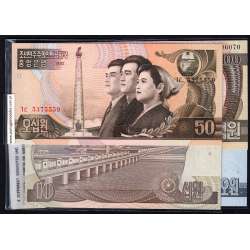 Coreia do Norte - Lote De 4 Notas Diferentes - Serie 1992-1998 (Não circuladas) Coreia do Norte - Lote De 4 Notas Diferentes - Serie 1992-1998 (Não circuladas)