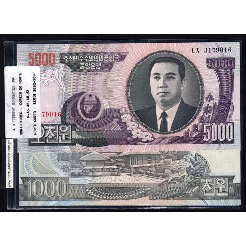 North Korea - Lot of 4 Different Banknotes - Series 2002-2007 (Not circulated)