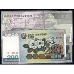 Coreia do Norte - Lote de 6 notas Diferentes - Serie 2002-2007 (Não circuladas)