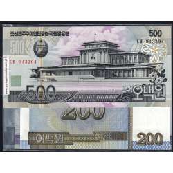 Coreia do Norte - Lote de 6 notas Diferentes - Serie 2002-2007 (Não circuladas)