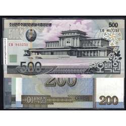 Coreia do Norte - Lote de 7 Notas Diferentes - Serie 2002-2007 (Não circuladas)