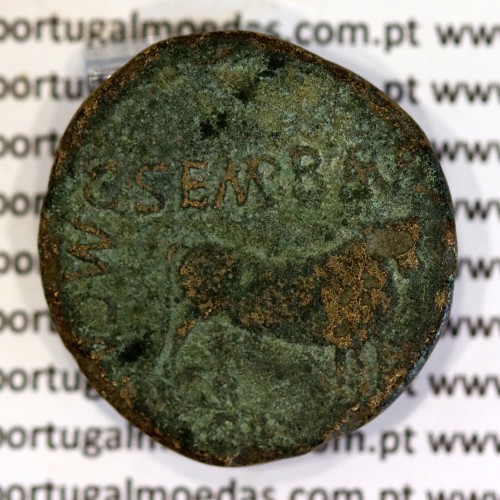Roman coin Augustus AE As of Calagurris, Spain, C Semp Barba III & Q Baeb Flavus, Duovirs, RPC 447, Burgos 319, FAB 422