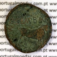 Roman coin Augustus AE As of Calagurris, Spain, C Semp Barba III & Q Baeb Flavus, Duovirs, RPC 447, Burgos 319, FAB 422