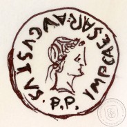 Augustus, Asse Æ, Calagurris, 27a.C. 14d.C, Legenda: IMP CAESAR AVGVSTVS P P / C.SEMP.BARBA.Q.BAEB.FLAVO.M.CAL.I.II.VIR, RPC 447