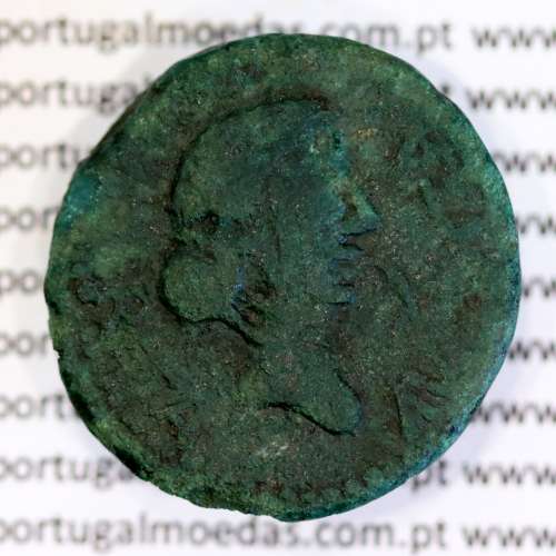 Rare roman coin of Augustus, AE As of Emerita Augusta, Legend: EMERITA AVGVSTA / PERMI CAES AVG, RPC 6 var., Burgos 1007 var.