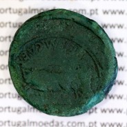 Rare roman coin of Augustus, AE As of Emerita Augusta, Legend: EMERITA AVGVSTA / PERMI CAES AVG, RPC 6 var., Burgos 1007 var.