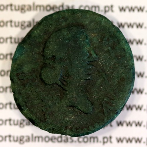 Rare roman coin of Augustus, AE As of Emerita Augusta, Legend: EMERITA AVGVSTA / PERMI CAES AVG, RPC 6 var., Burgos 1007 var.