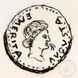 Augustus, Asse de Emerita  Augusta 25 a 23 a.C., Legenda: EMERITA AVGVSTA / PERMI CAES AVG, RPC 6 variante, Burgos 1007 variante