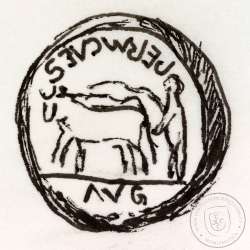 Augustus, Asse de Emerita  Augusta 25 a 23 a.C., Legenda: EMERITA AVGVSTA / PERMI CAES AVG, RPC 6 variante, Burgos 1007 variante