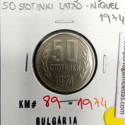 Bulgária 50 Stotinki 1974 Latão-níquel, World Coins Bulgaria KM 89