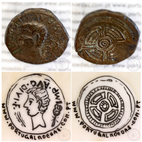 Augustus, Asse Æ, LVCO AVGVSTI, 27a.C. 14d.C, Guerra Cantábrica, Astúrias 12 a.C., Legenda: IMP.AVG.DIVI.F, RPC 4, Burgos 1705