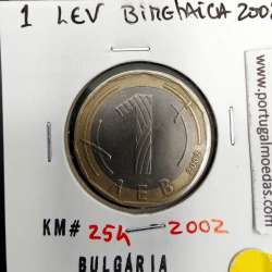 Bulgária 1 Lev 2002 Bimetálica, World Coins Bulgaria KM 254
