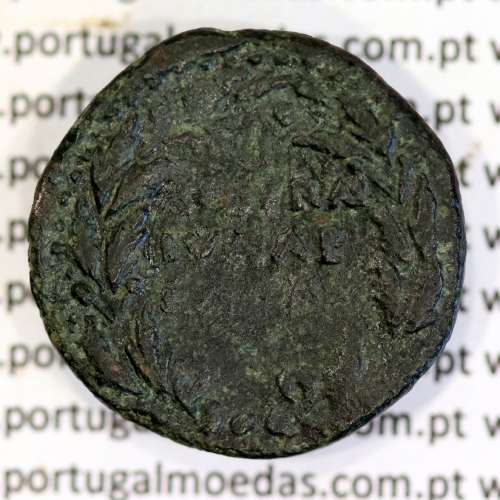 Roman coin of Augustus, AE As of Ebora, Portugal, PERM CAES AVG P M / LIBERAL IVLIAE EBOR, very rare, Burgos 902, Gomes 01.02