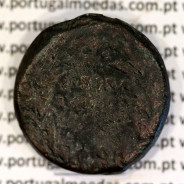 Roman coin of Augustus, AE As of Ebora, Portugal, PERM CAES AVG P M / LIBERAL IVLIAE EBOR, very rare, Burgos 902, Gomes 01.02