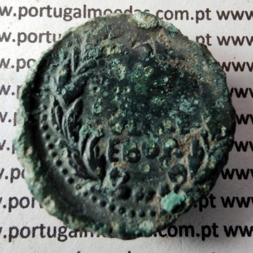 Augustus, Asse Bronze, EBORA, 12 a.C., PERM CAES AVG PM / LIBERAL ITATIE IVLIAE EBOR, Legenda 4 linhas, Burgos 901, Gomes 01.01