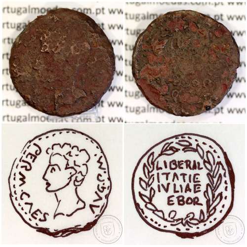 Augustus, Asse Bronze, 12 a.C., PERM CAES AVG PM / LIBERAL ITATIE IVLIAE EBOR, Legenda 4 linhas, Burgos 901, Gomes 01.01, RIC 51