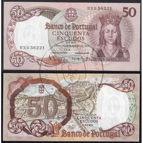 Nota de 50 Escudos 1964 Rainha Santa Isabel, 50$00 28/02/1964 Chapa: 8 - Banco de Portugal (Pouco circulada)