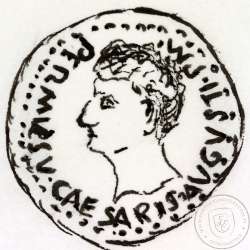 Roman coin Augustus Ӕ Dupondius of Ebora, Hispania 12 BC, PERMISSV CAESARIS AVGVSTI PM / LIBERALITATIS IVL EBOR, very rare