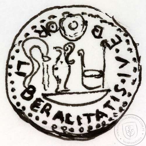 Roman coin Augustus Ӕ Dupondius of Ebora, Hispania 12 BC, PERMISSV CAESARIS AVGVSTI PM / LIBERALITATIS IVL EBOR, very rare