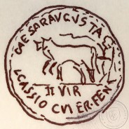 Roman Coin of Augustus, AE As of Caesaraugusta, Duovirs L. CASSIO and C. VALER. FEN, RPC 309, Burgos 318