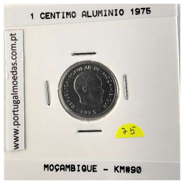 Moçambique, 1 centimo alumínio 1975, (Soberba), World Coins Mozambique KM 90, Presidente Samora Moisés Machel