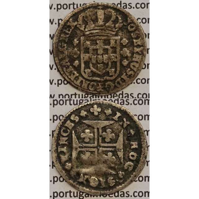 MOEDA 6 VINTÉNS PRATA 1750-1777 (BC) JOSEPHUS / FLORÕES JUNTO AO CENTRO DA CRUZ