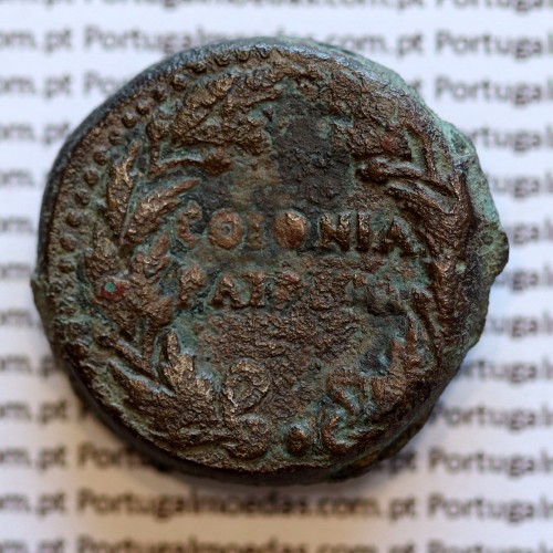 Augustus, Asse Bronze, Colonia Patricia, Imperador Augusto, (20 a.C. a 18 a.C.), Legenda: PERM. CAES AVG/ COLONIA PATRICIA