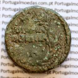 Roman coin of Augustus, AE As of Colonia Patricia, Hispania, Legend:  PERM. CAES AVG/ COLONIA PATRICIA, RPC 129, Burgos 1989