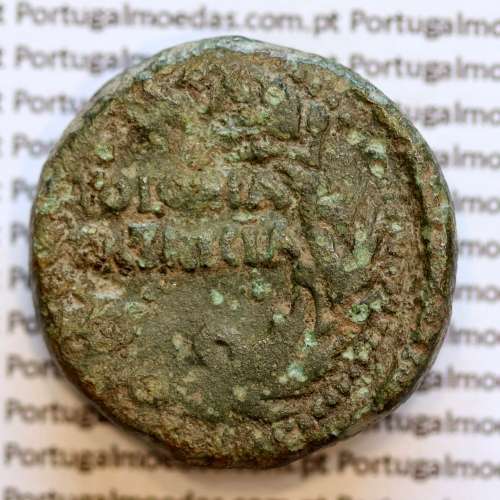 Roman coin of Augustus, AE As of Colonia Patricia, Hispania, Legend:  PERM. CAES AVG/ COLONIA PATRICIA, RPC 129, Burgos 1989