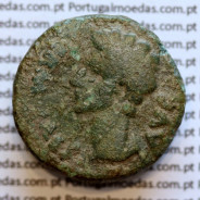 Roman coin of Augustus, AE As of Colonia Patricia, Hispania, Legend:  PERM. CAES AVG/ COLONIA PATRICIA, RPC 129, Burgos 1989