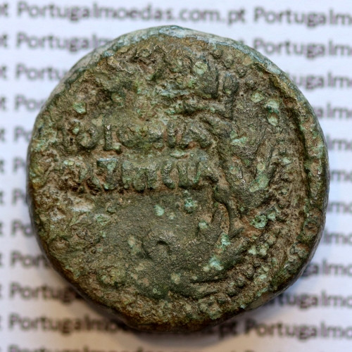 Roman coin of Augustus, AE As of Colonia Patricia, Hispania, Legend:  PERM. CAES AVG/ COLONIA PATRICIA, RPC 129, Burgos 1989