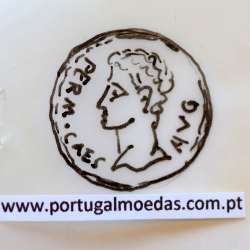 Roman coin of Augustus, AE As of Colonia Patricia, Hispania, Legend:  PERM. CAES AVG/ COLONIA PATRICIA, RPC 129, Burgos 1989