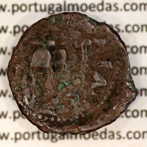 Roman coin of Augustus, AE Semis of Colonia Patricia, Hispania, Legend:  PERM. CAES AVG/ COLONIA PATRICIA, RPC 130, Burgos 1992