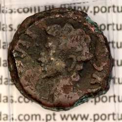 Roman coin of Augustus, AE Semis of Colonia Patricia, Hispania, Legend:  PERM. CAES AVG/ COLONIA PATRICIA, RPC 130, Burgos 1992