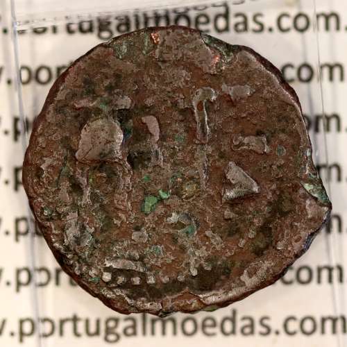 Roman coin of Augustus, AE Semis of Colonia Patricia, Hispania, Legend:  PERM. CAES AVG/ COLONIA PATRICIA, RPC 130, Burgos 1992