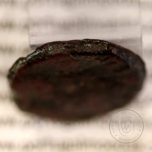 Roman coin of Augustus, AE Semis of Colonia Patricia, Hispania, Legend:  PERM. CAES AVG/ COLONIA PATRICIA, RPC 130, Burgos 1992