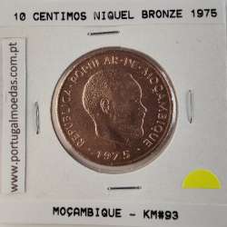 Mozambique, 10 cents Brass 1975, (XF), World Coins Mozambique KM 93, President Samora Moisés Machel