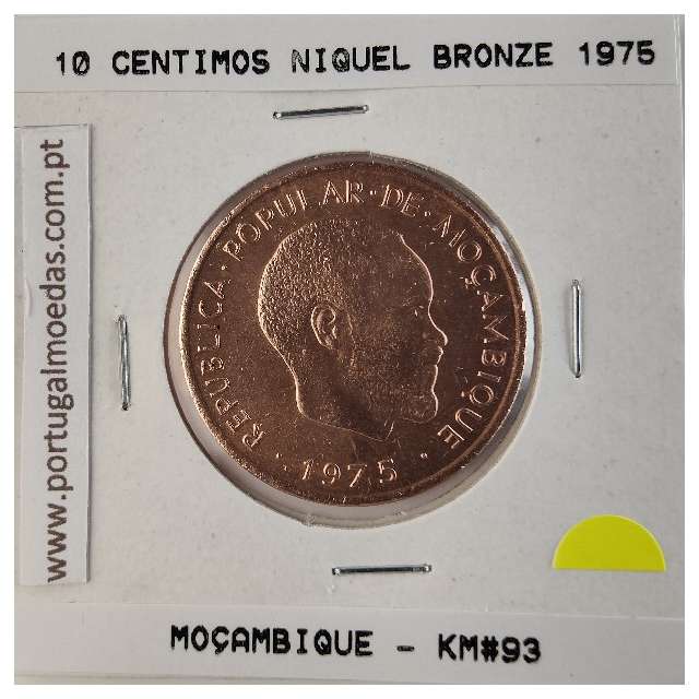 Mozambique, 10 cents Brass 1975, (XF), World Coins Mozambique KM 93, President Samora Moisés Machel
